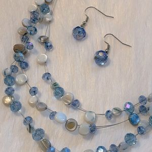 Ice blue necklace and earrings set